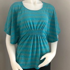 Aqua Draped Sleeve Blouse Size Small